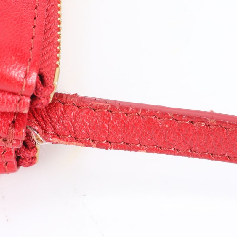 Celine Trio Red Leather Shoulder Bag Crossbody Hand Genuine Leather Women's RRM