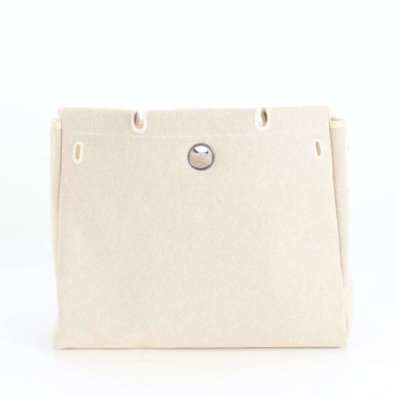 Hermes □G Mark Herbag MM Toile Ash Leather 2WAY Shoulder Bag Tote A4 Men