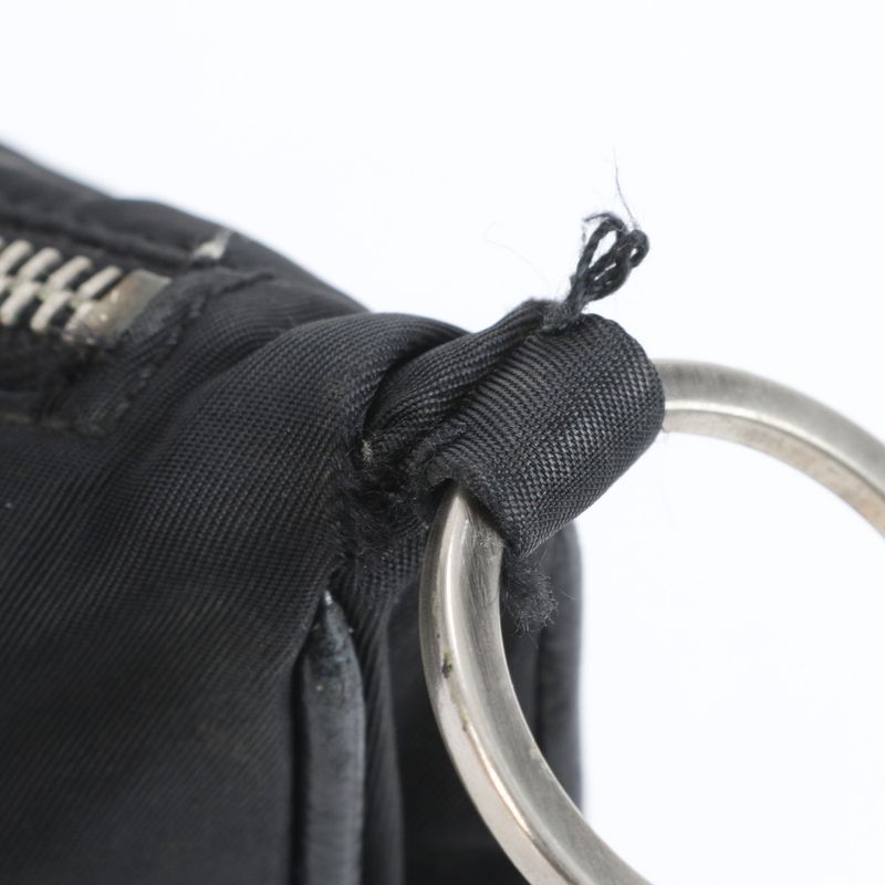 Prada Tessuto Nylon Triangle Logo Leather Shoulder Bag Shoulder Hand Black