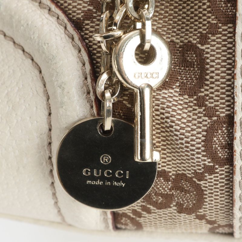 Gucci GG Canvas Sherry Line 146002 Leather Tote Bag Shoulder Hand Women's RRM