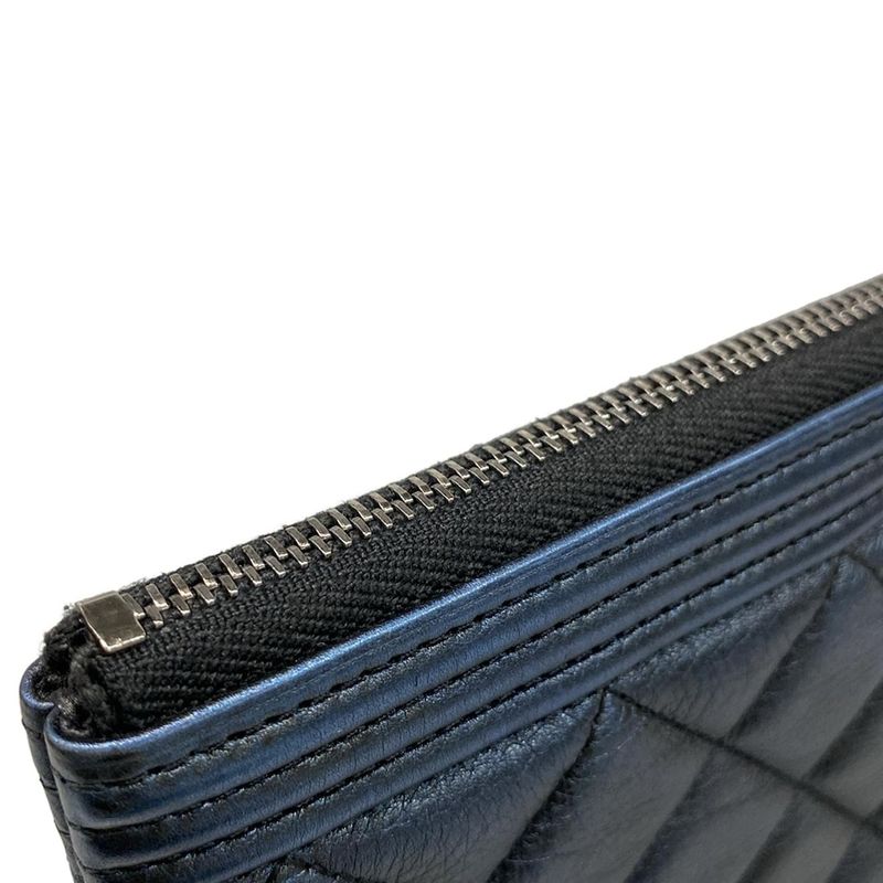 Chanel Boy Chanel Navy Silver Hardware Leather As Well As Chanel Clutch Bag