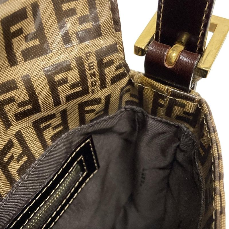 Fendi Handbag Mamma Bucket Zucchino Pattern 26424 Beige And Dark Brown