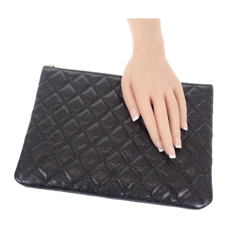 Chanel Matelasse Clutch Bag Caviar Skin So Black Ladies Men's [grade A