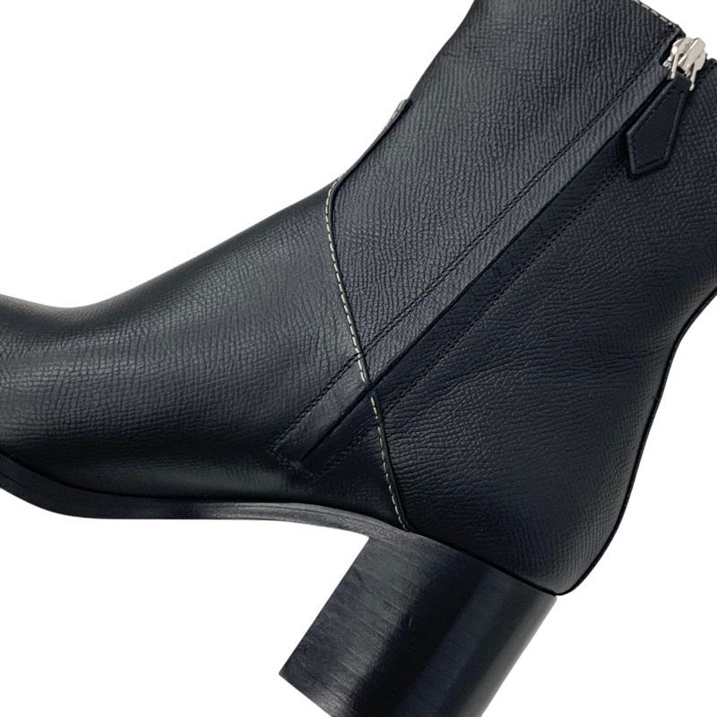 Hermes Flats Boots Short Shoes Leather Black Stitching