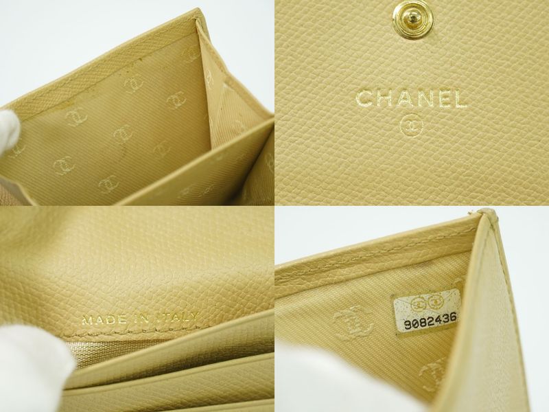 Authentic Chanel Coco Mark Coco Button Trifold Fold Wallet Compact Wallet