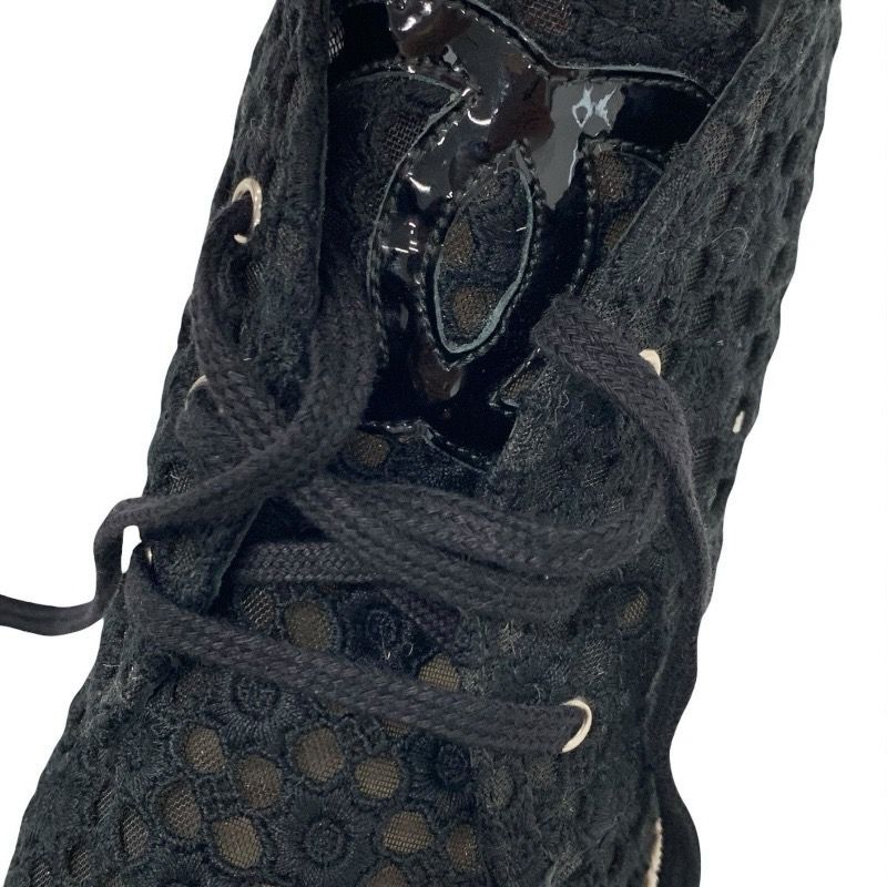 Chanel Sneakers Shoes Fabric Patent Black Coco Mark Espadrilles Lace