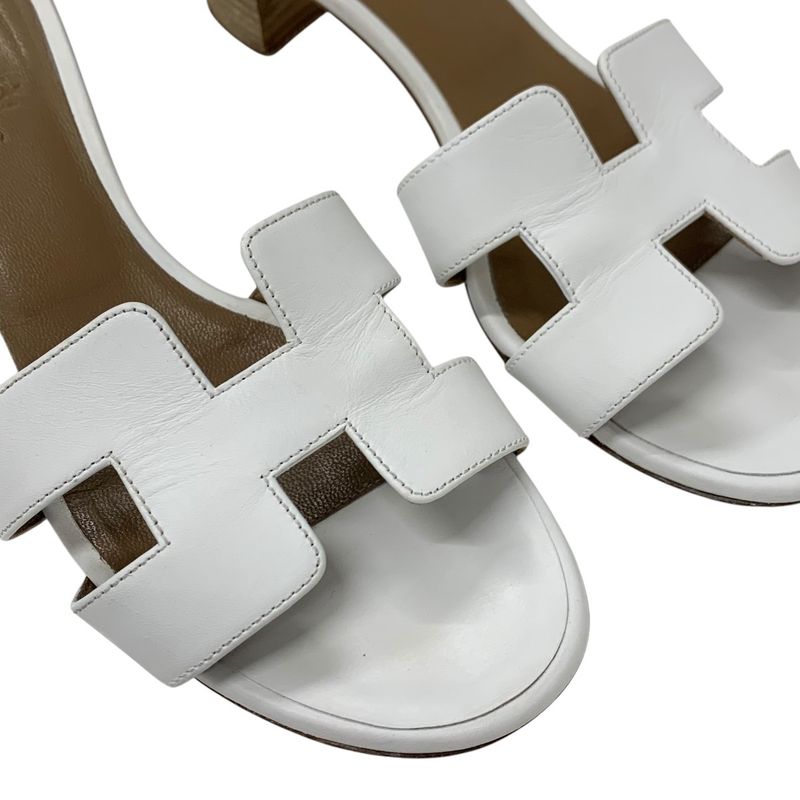 Hermes Oasis Sandals Shoes Leather White Mules