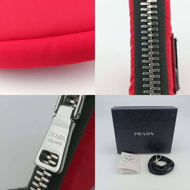 Prada Mini Pouch Coin Case Red X Black Nylon 1tt109 42