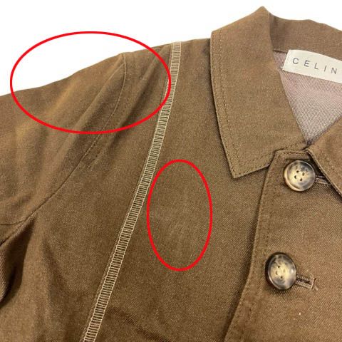 Celine Denim Jacket Long Sleeves None Cotton Blend 161-5 CJK CT Na0030 100 Brown
