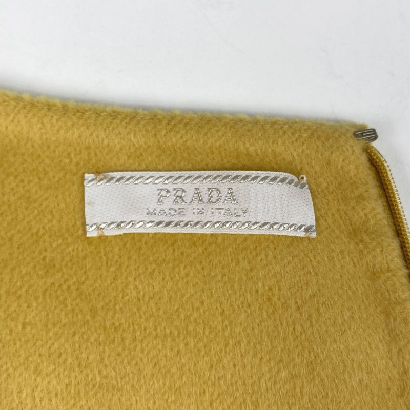 Prada Sleeveless Dress Back Zipper Dress Skirt Angora Cashmere Wool Yellow Women