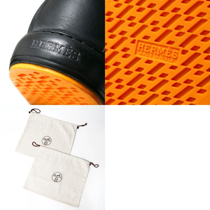 Hermes Sneakers Size 43 High Cut Boots Hoof Fastener Leather Shoes