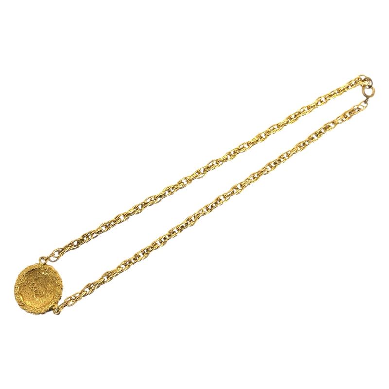 Chanel Vintage Coco Mark Gold Plated Necklace Pendant Ladies 505944