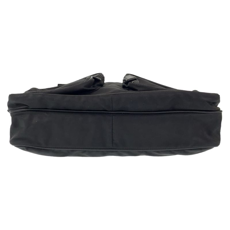 Prada Tessuto Triangle Logo Unisex Black Silver Hardware Nylon Shoulder Bag