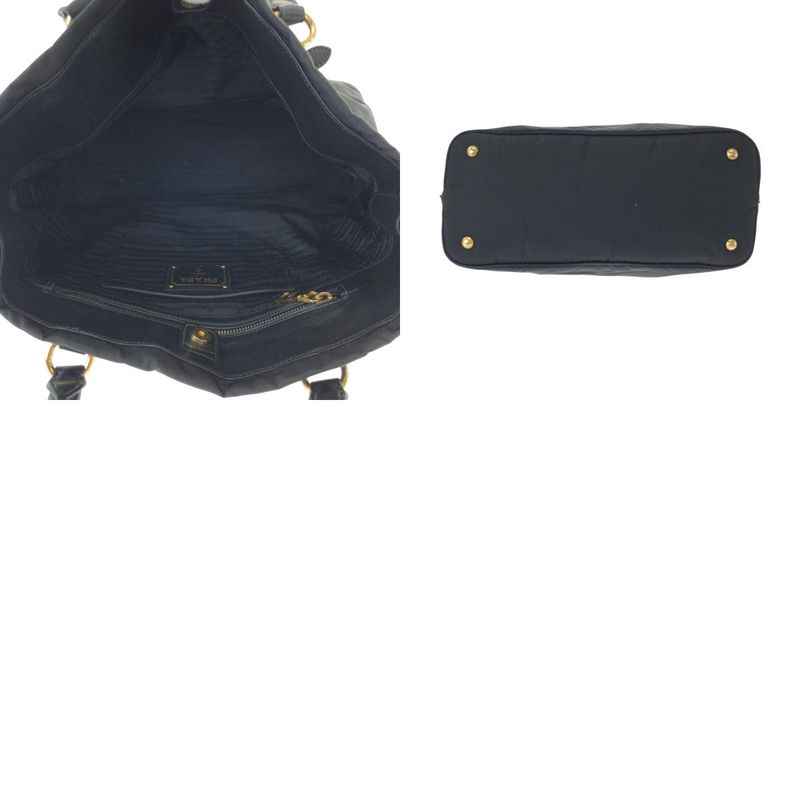 Prada Tessuto Logo Black Gold Hardware Nylon Bn1902 Tote Bag Shoulder Bag Women