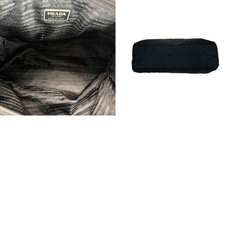 Prada Tessuto Triangle Logo Plate Black Silver Hardware Nylon Shoulder Bag Tote