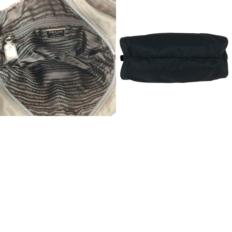 Prada Tessuto Triangle Logo Plate Black Silver Hardware Nylon/leather Shoulder