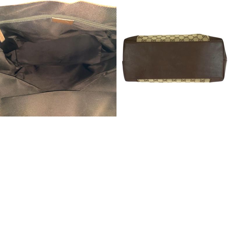 Gucci Beige Brown Gold Hardware GG Canvas/leather 002 1121 Tote Handbag Ladies