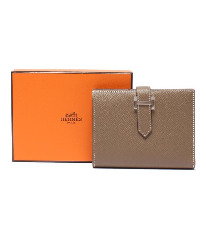 Hermes Bifold Wallet Silver Hardware Engraved Y Etoupe Bearn Compact Ladies