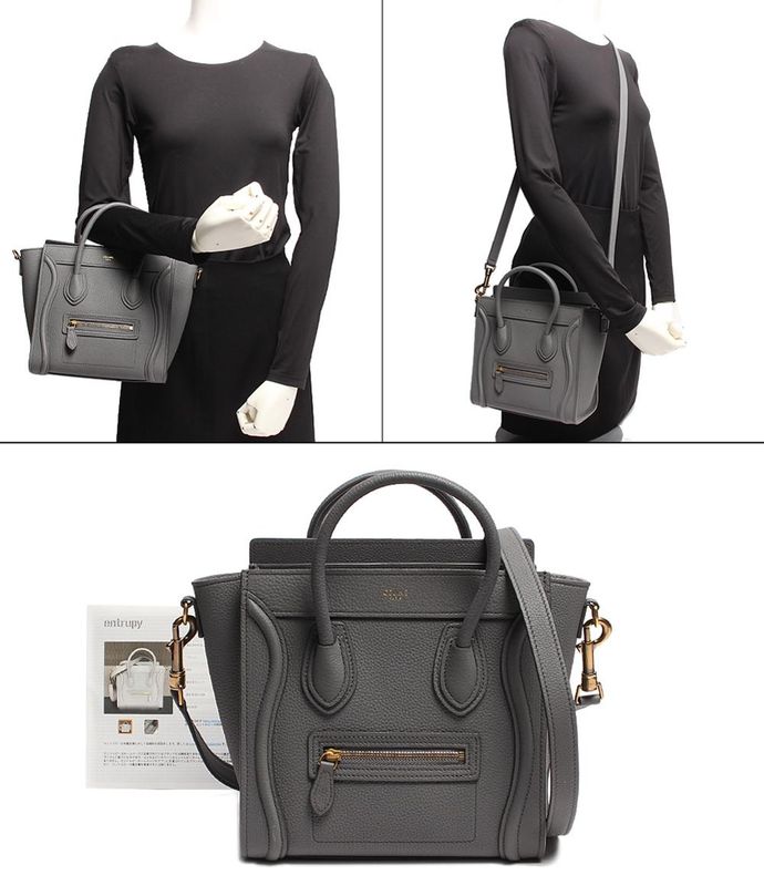 Celine 2way Leather Handbag Gold Hardware Luggage Nano Shopper Cole Women's