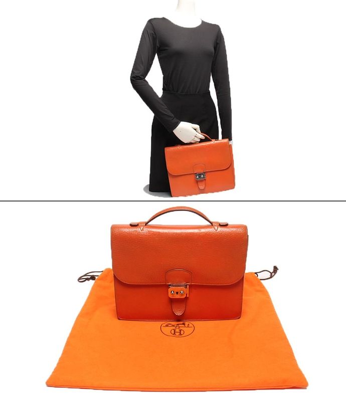 Hermes Business Bag Briefcase Engraved I Silver Hardware Sac a Depeches 27