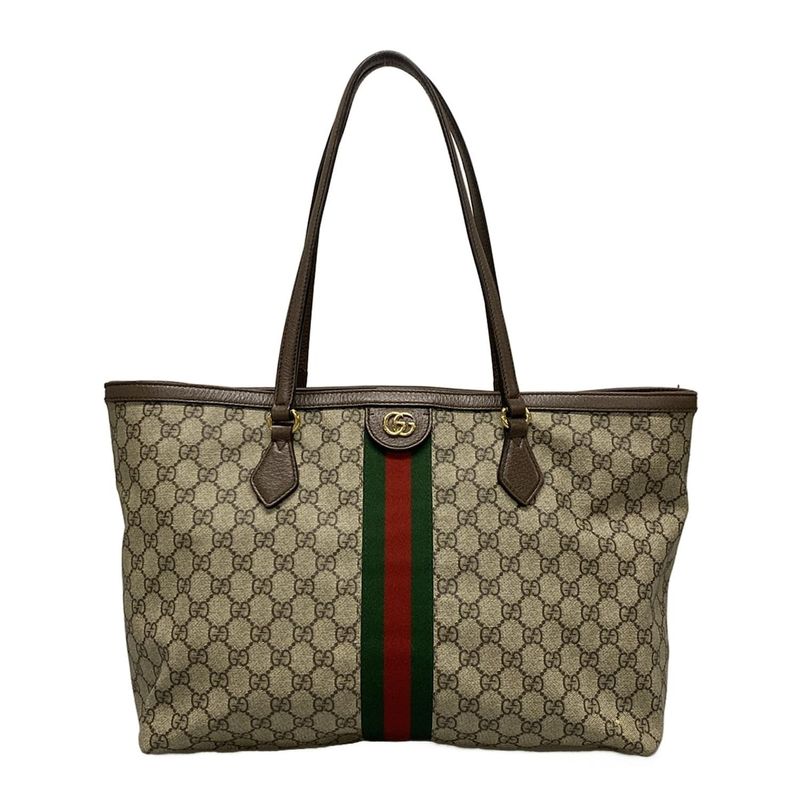 Gucci Tote Bag Ophidia/gg Supreme 631685 Light Brown X Green X Red Leather