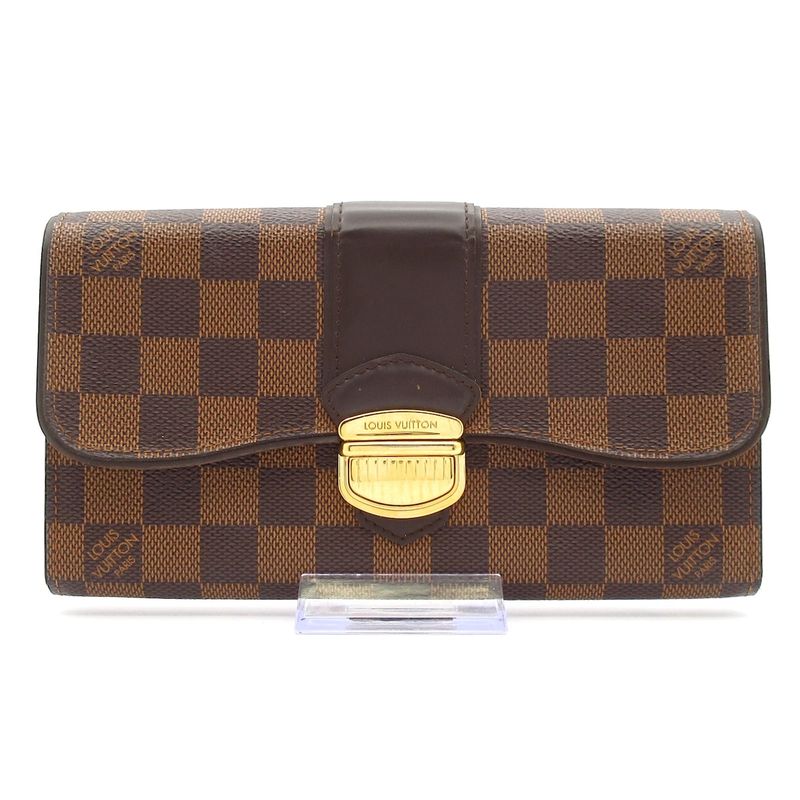 Louis Vuitton Damier Portefeuille Sistine N61747 Ebène Long Wallet