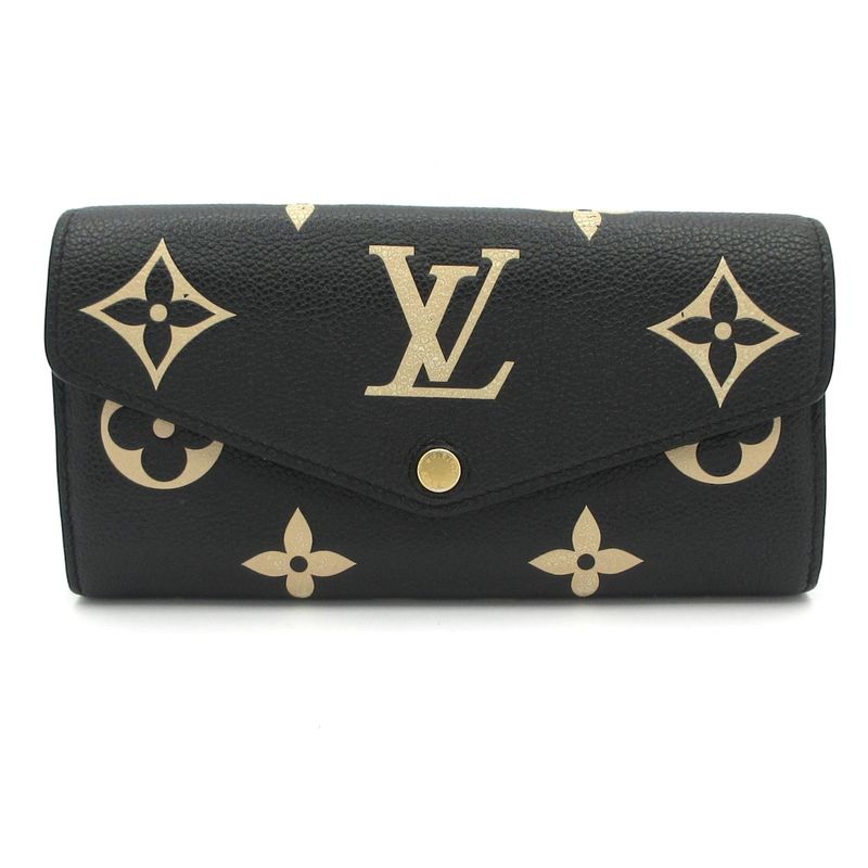 Louis Vuitton Bicolor Monogram Empreinte Portefeuille Sarah M80496 Black Beige