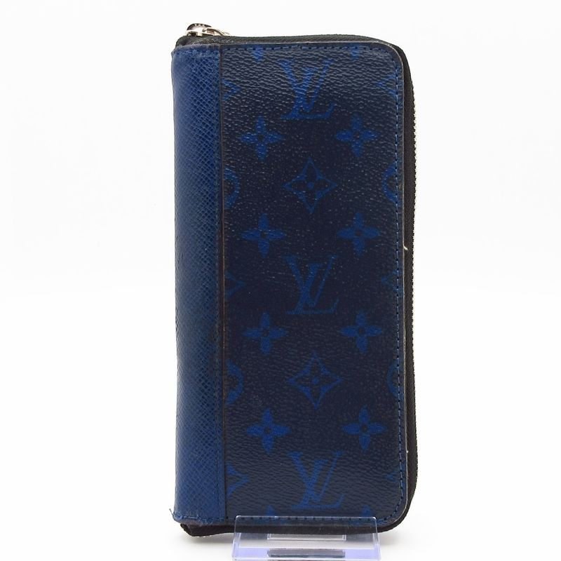 Louis Vuitton Taiga Llama Zippy Wallet Vertical M30447 Cobalt Leather Cowhide