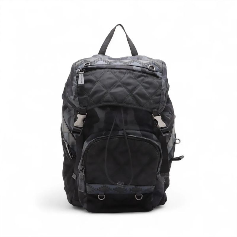 Prada Tessuto Nylon Saffiano Leather Camouflage Backpack Sac Backpack Business