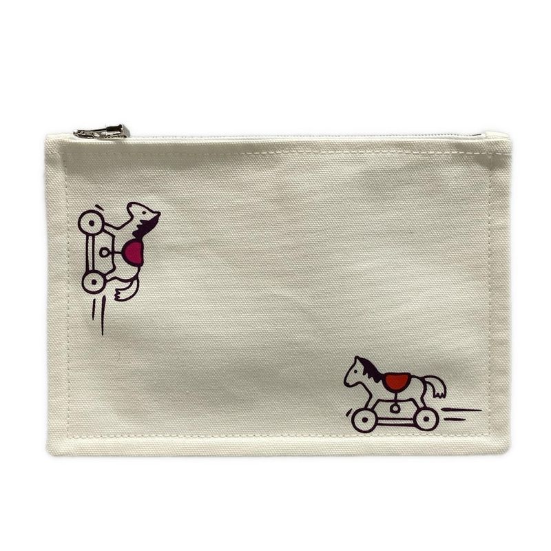 Hermes Pouch Trousse Flat PM White Baby Line/adada Cotton