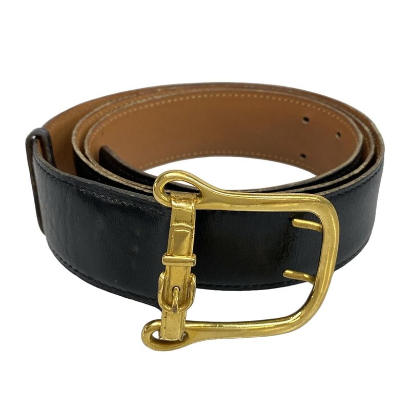 Hermes Belt 95 Black And Gold Hardware Leather