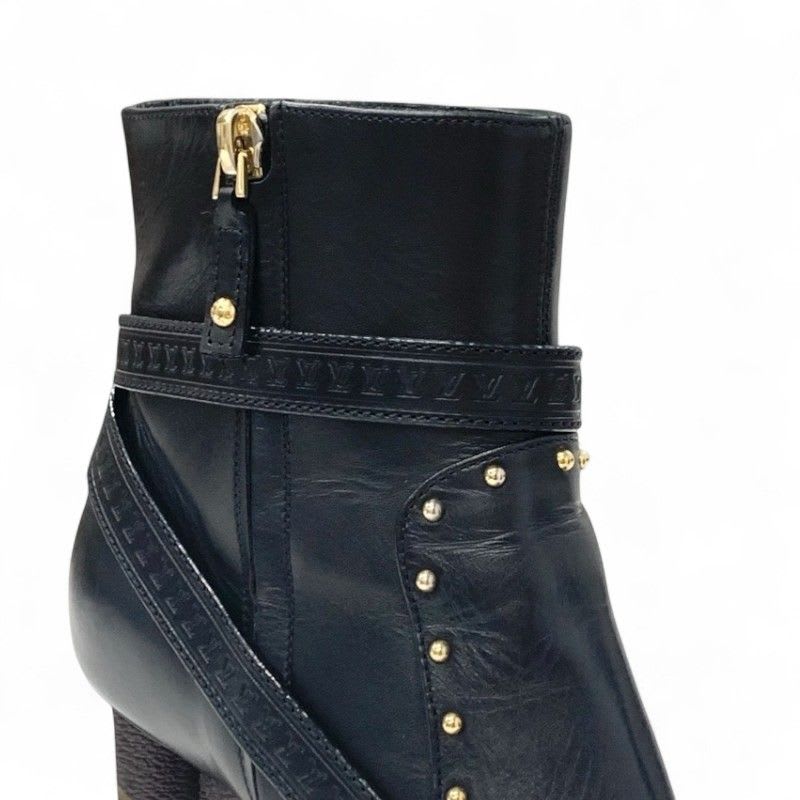 Louis Vuitton Silhouette Line Monogram Boots Short Shoes Leather Black
