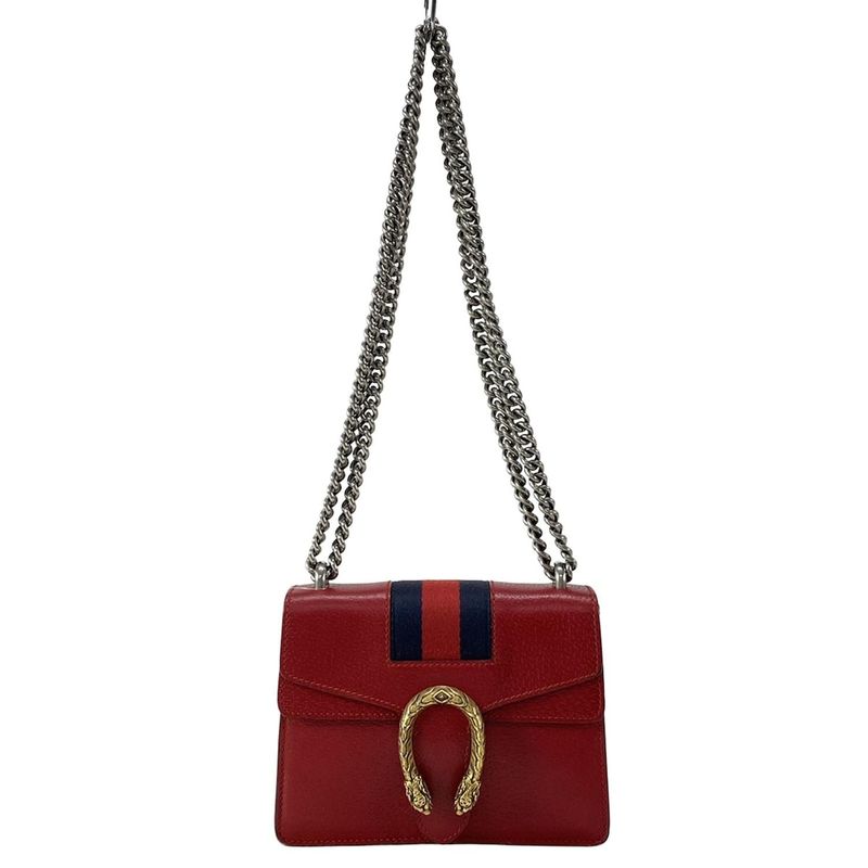 Gucci Shoulder Bag Dionysus 421970 Red And Navy Chain Shoulder Leather