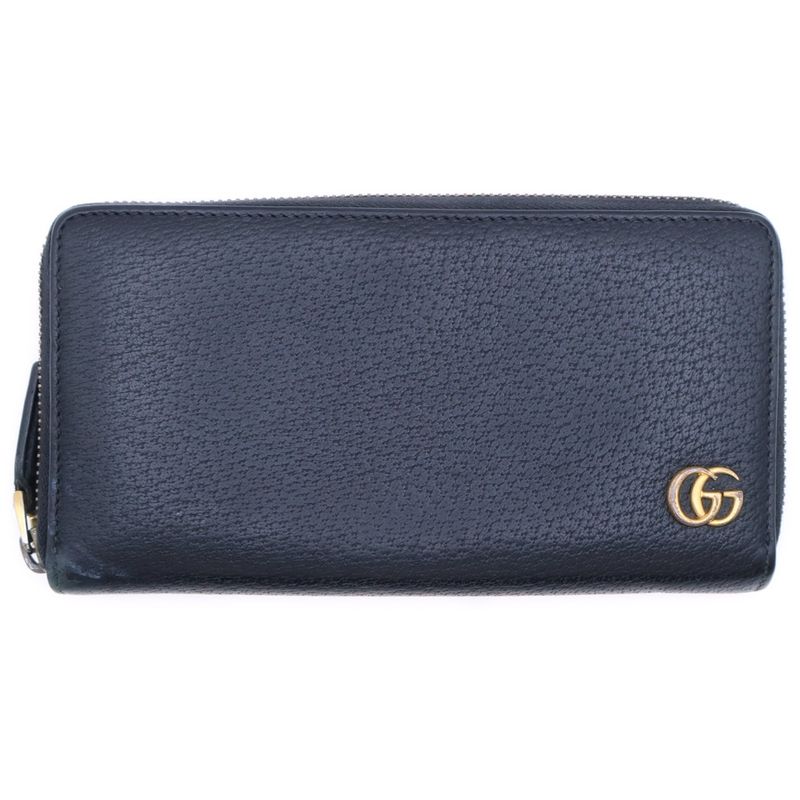 Gucci GG Marmont Round Zipper Long Wallet 428736 Black