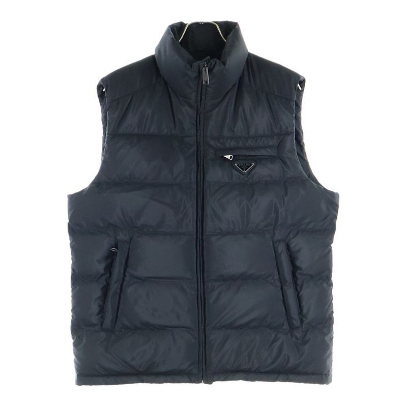 Prada Triangle Logo Plate Nylon Down Vest Black Sgj191 R132