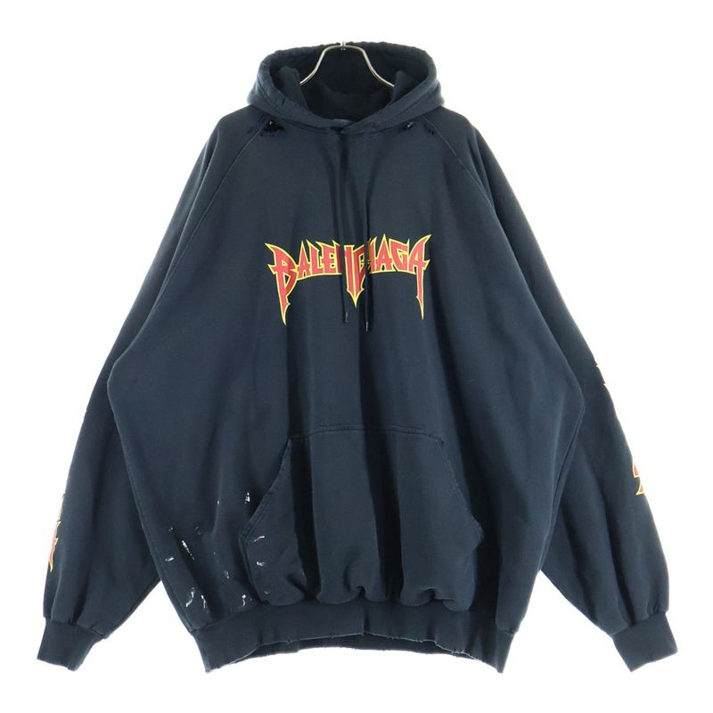 Balenciaga 22SS Metal Hoodie Logo Painted Metal Logo Sweatshirt Pullover Hoodie