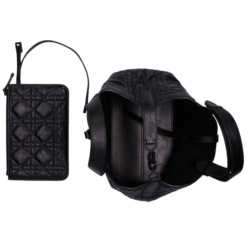 Christian DIOR Similar Macrocanage Crinkled Calfskin Toujours Bag Small