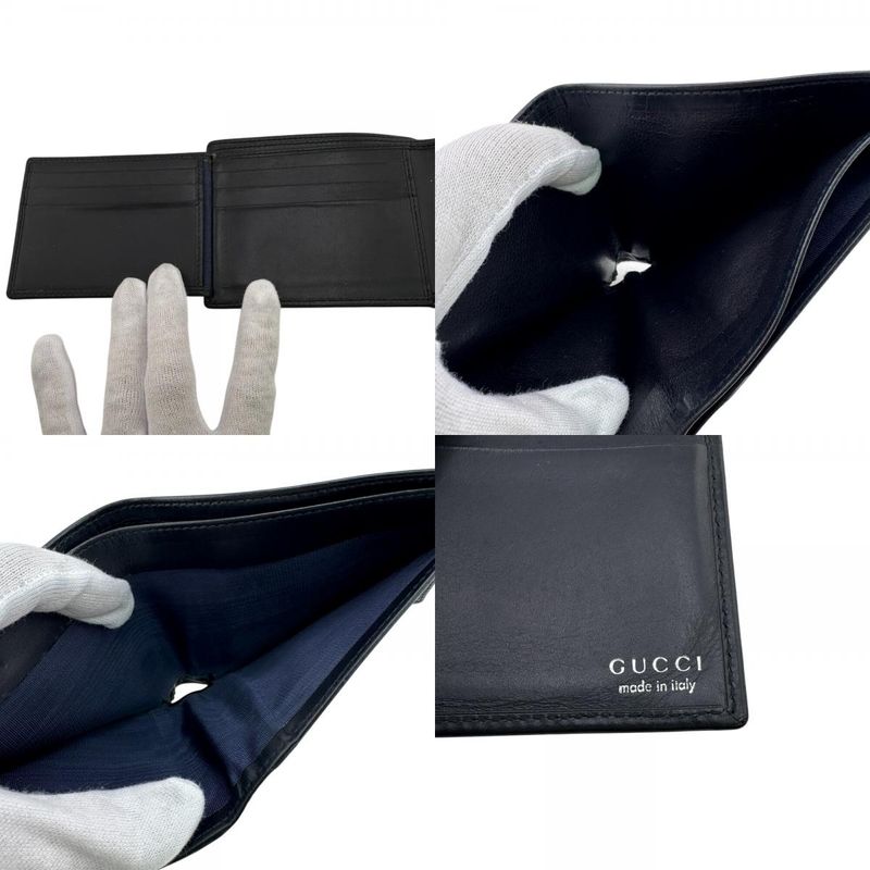 Gucci 1759 G Logo Card Case Folding Wallet Black Men's
