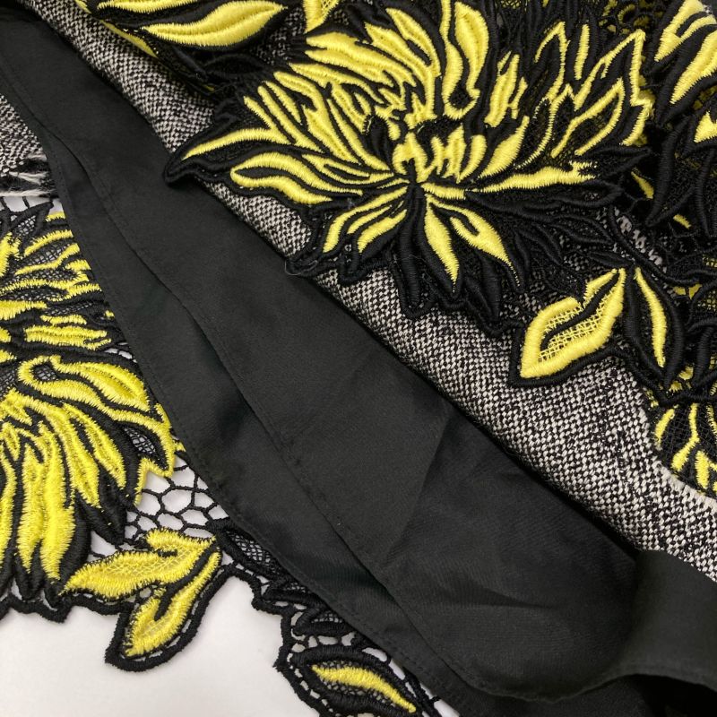 Louis Vuitton Gray 21AW Rw212b HO4 Fljb99 Tweed Flower Embroidered Skirt 36