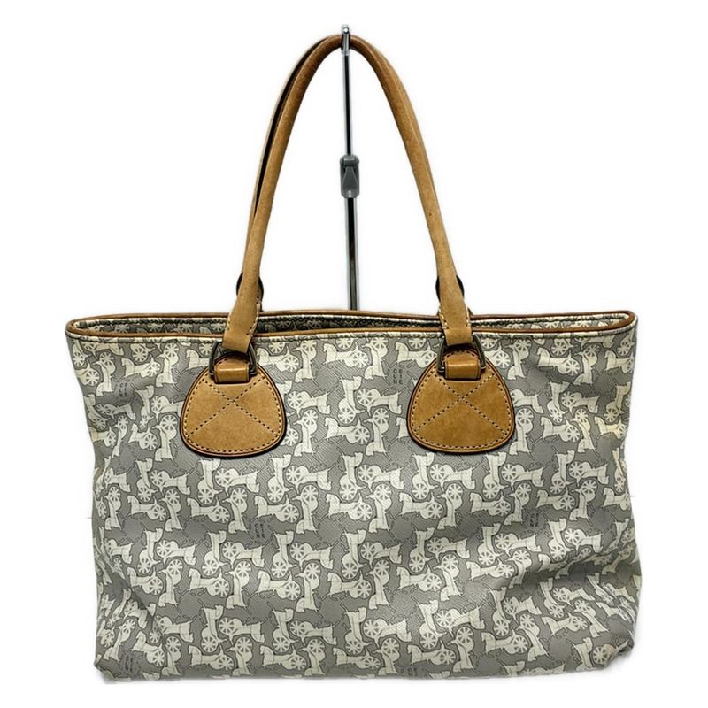 Celine Sulky Handbag Gray White And Light Brown Leather