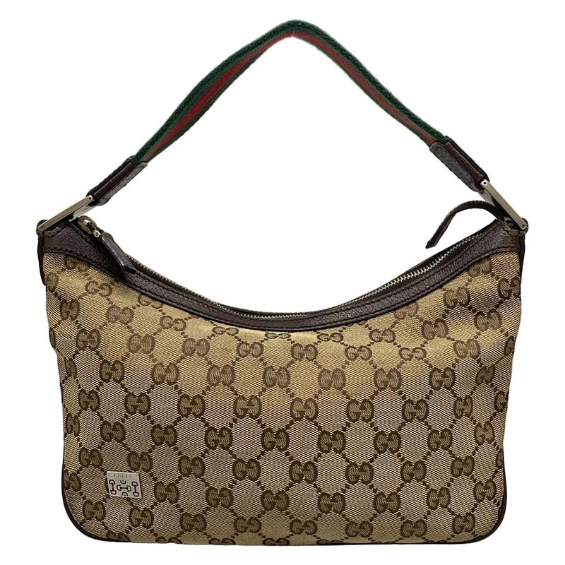Gucci Handbag GG Pattern/sherry 145812 Beige And Dark Brown Leather