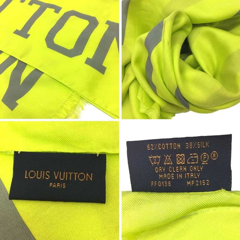 Sale Louis Vuitton Large Shawl Etoile Fluo Louis Mp2152 Cotton Silk Yellow
