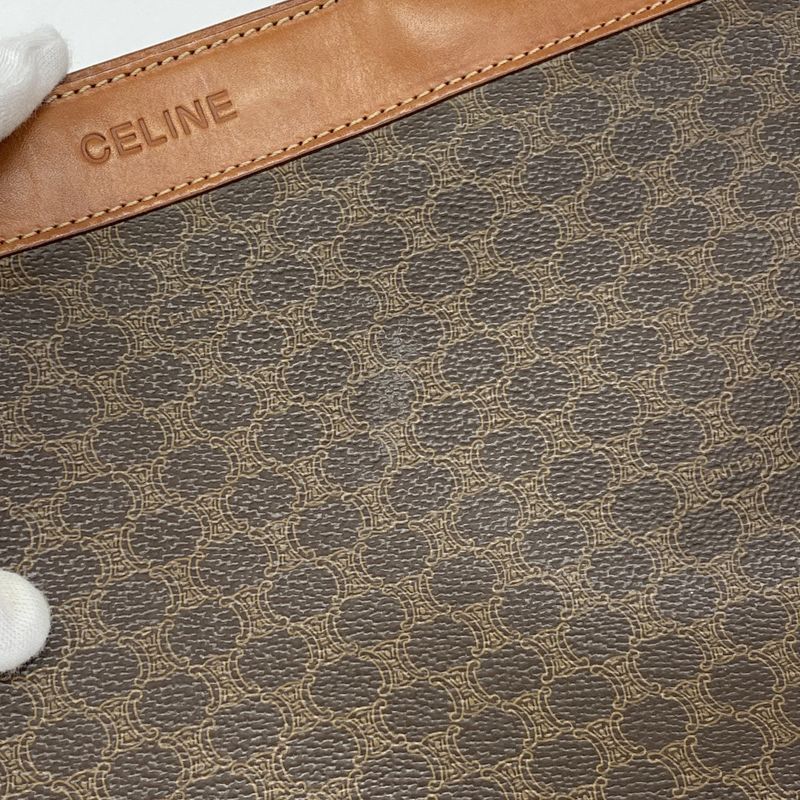 Celine Handbag Macadam PVC Brown Gold Hardware Women