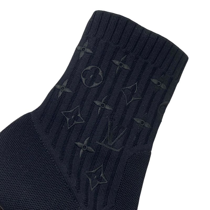 Louis Vuitton Silhouette Line Monogram Boots Short Shoes Fabric Black