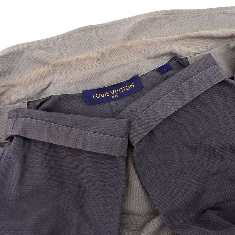 Louis Vuitton Utility Cotton Overshirt Top Men's Gray Multicolor L Rm222m ND2