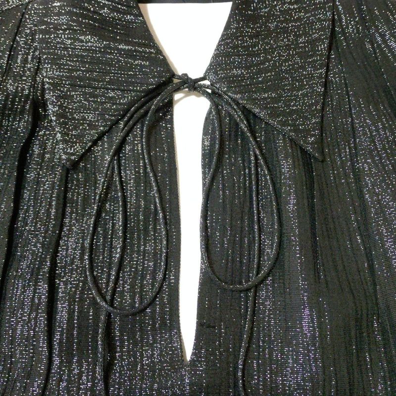 Fendi Dress Size 36 S Beautiful Women's - Black And Silver Open Collar Long