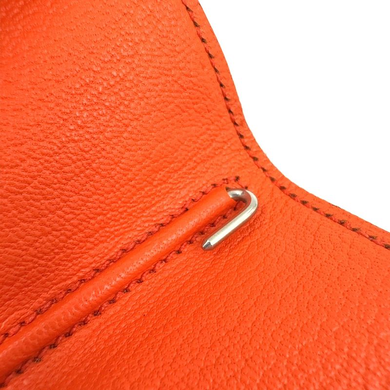 Hermes Agenda T Engraved Leather Orange And Pink Notebook Cabas - Silver