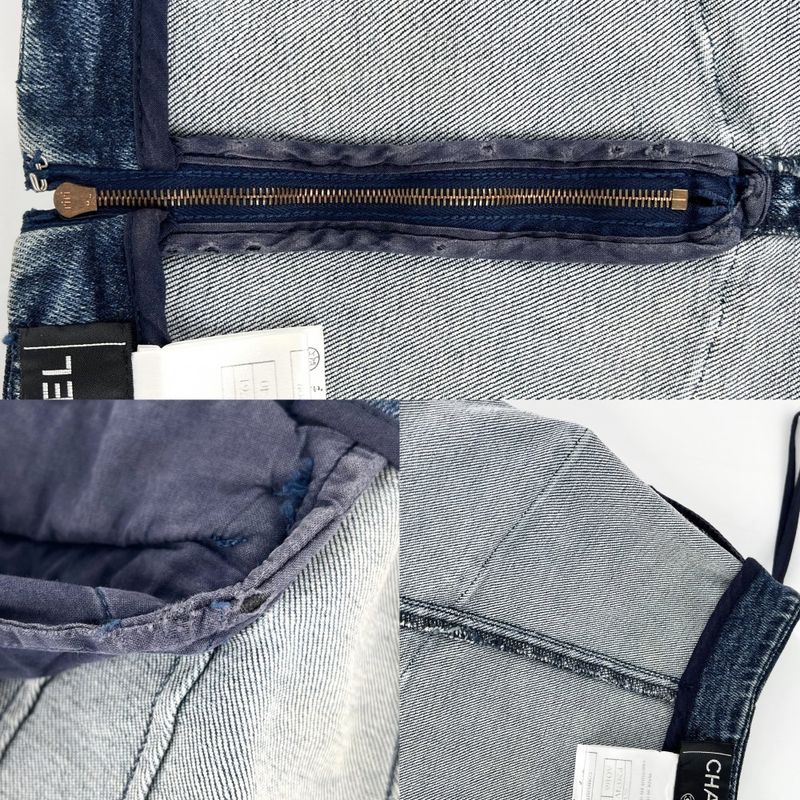 Chanel Skirt Women's Denim Skirt Coco Mark Tiered Apparel Clothing Chanel 40