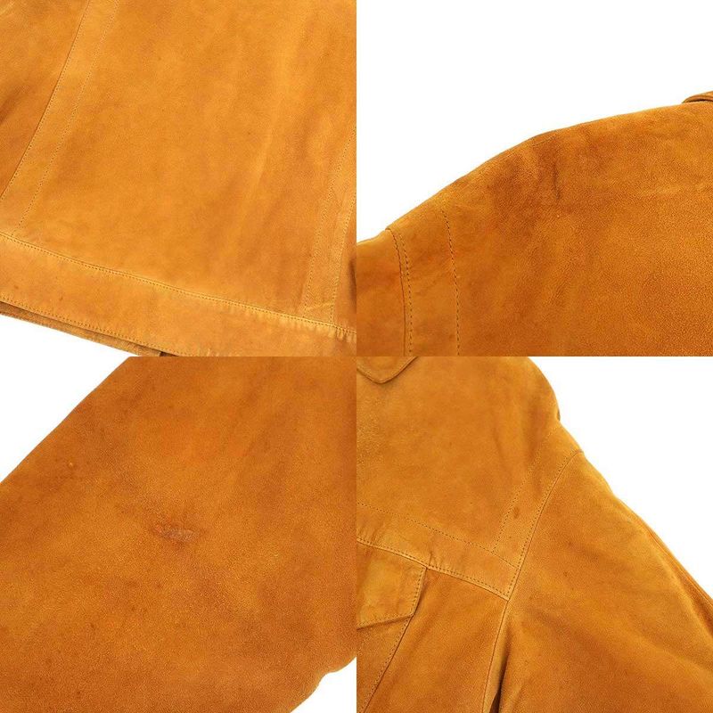 Hermes 1980's Vintage Suede Leather Trucker Jacket Brown 40