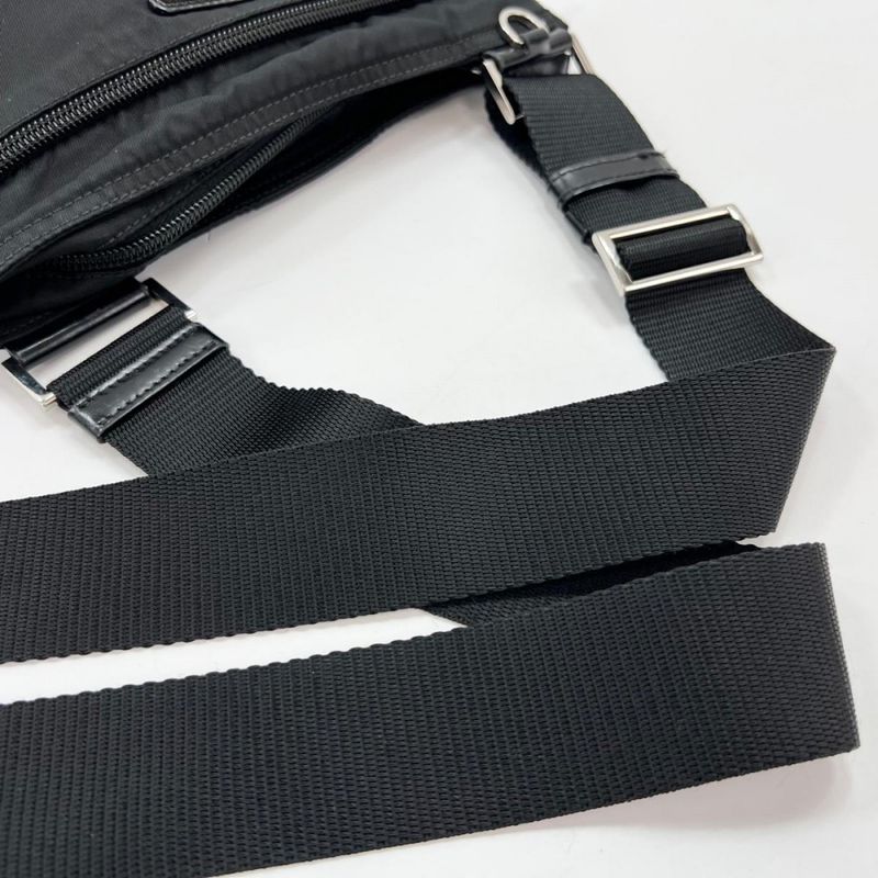 Prada Shoulder Bag Unisex Crossbody Triangle Logo Prada Black Silver Hardware